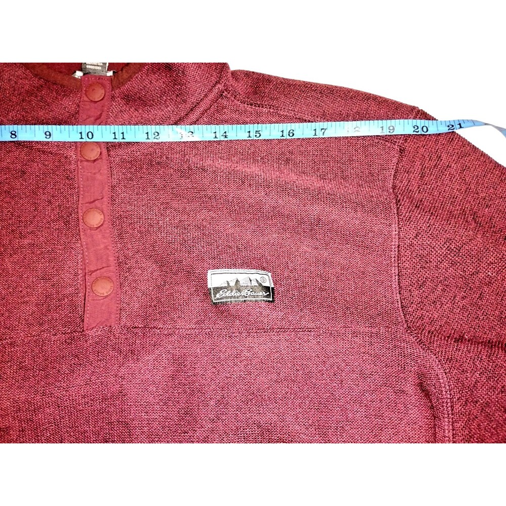 EDDIE BAUER 1/4 Snap Pullover Sweater Mens M Tawny Port Fleece Knit Outdoor NWT - Picture 4 of 5